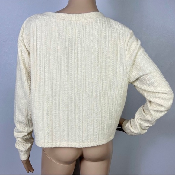SAYLOR REVOLVE BEIGE POINTELLE KNIT CARDIGAN - Picture 7 of 9